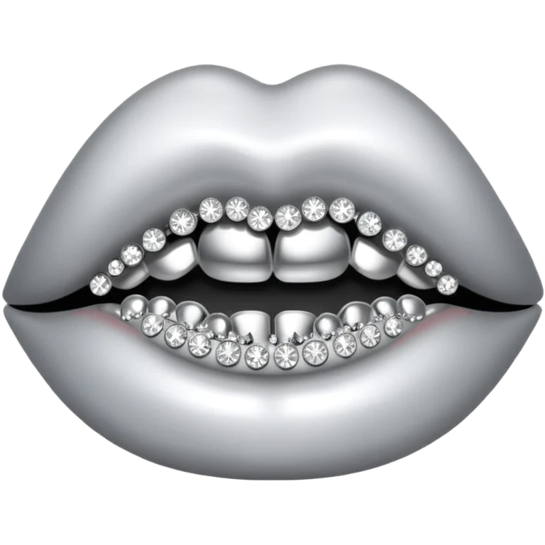 Silver lips with silver rhinestones emoji