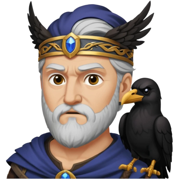 norse god odin with one eyepatch on his left eye and raven on his shoulder emoji