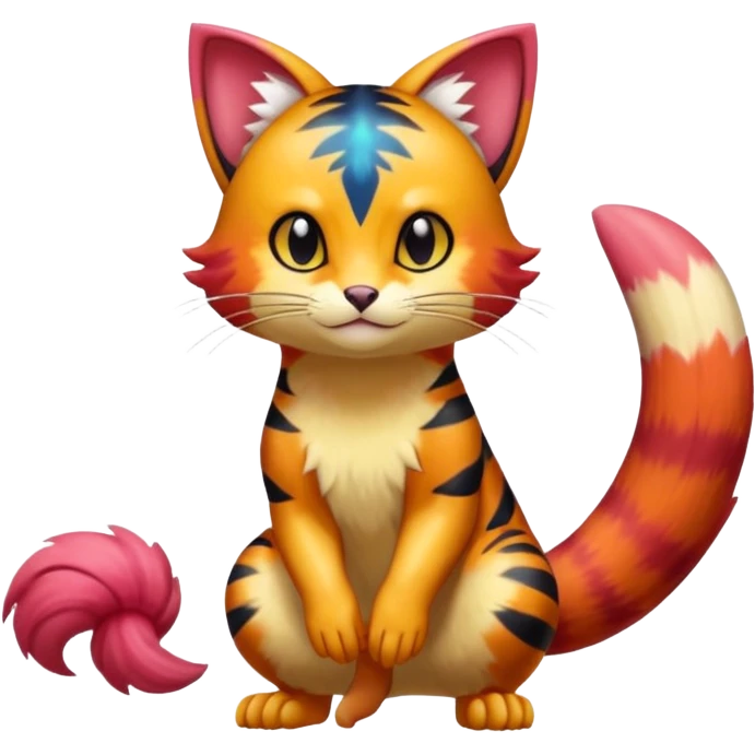 Majestic Shiny Colorful Realistic Elegant Pretty Beautiful Liepard-Furret-Litten-Skitty-Pokémon-fusion-creature (full body) emoji