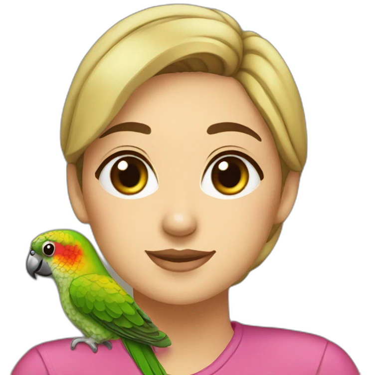 Green cheek conure and woman emoji