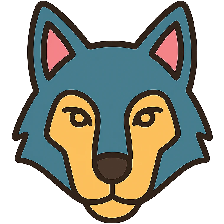 A wolf in lineal color icon with black outlines emoji