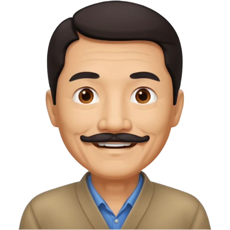 Older Chinese man with dark hair and full mustache emoji