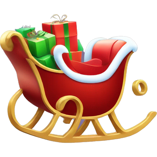 Santa's sleigh 2D with presents in the back emoji