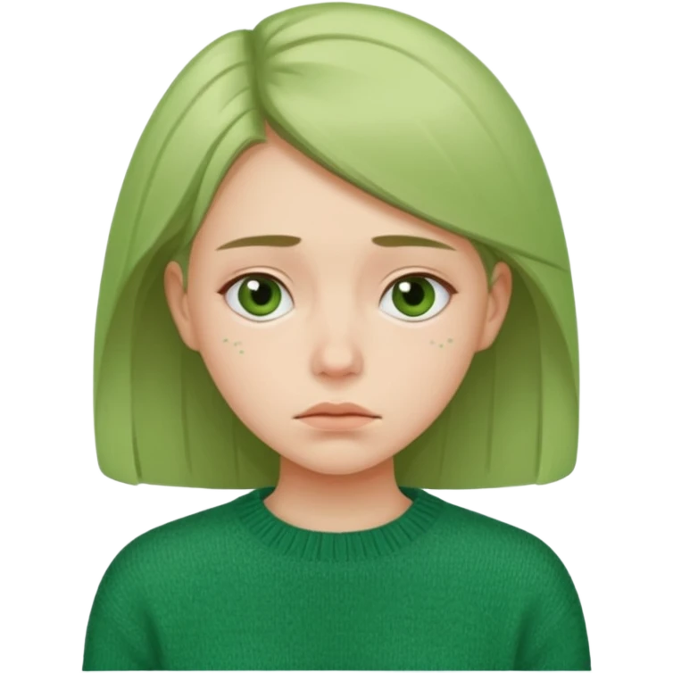 girl has sore throat in green sweater emoji