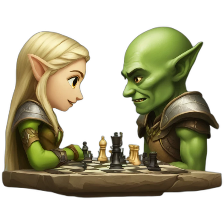 elven and orc play chess emoji