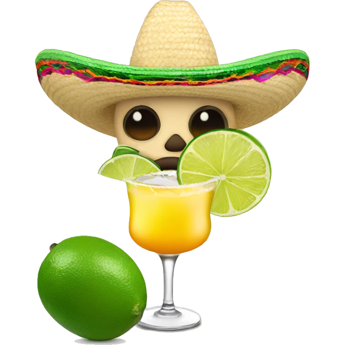 Mexican in a sombrero hat with a margarita  emoji