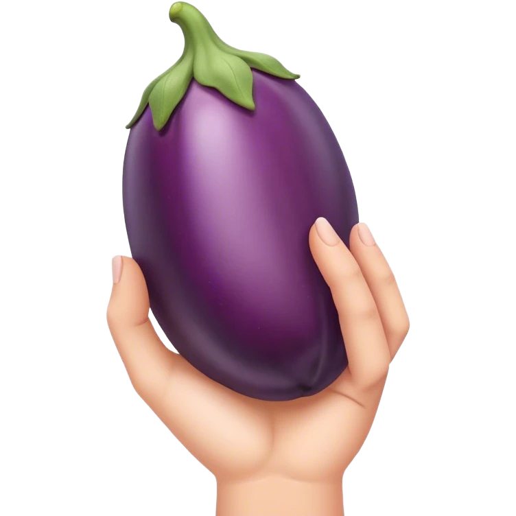 hand holding eggplant emoji