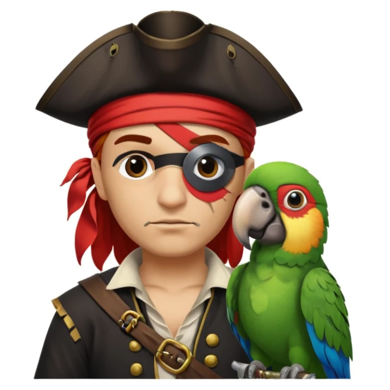 pirate with eye patch and parrot emoji