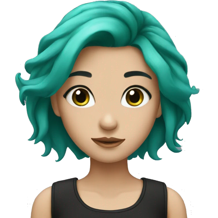 Girl with black and green hair with blue eyes  emoji