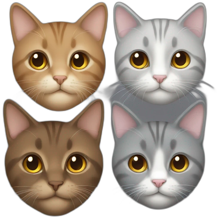two cats brown long hair and gray short hair emoji