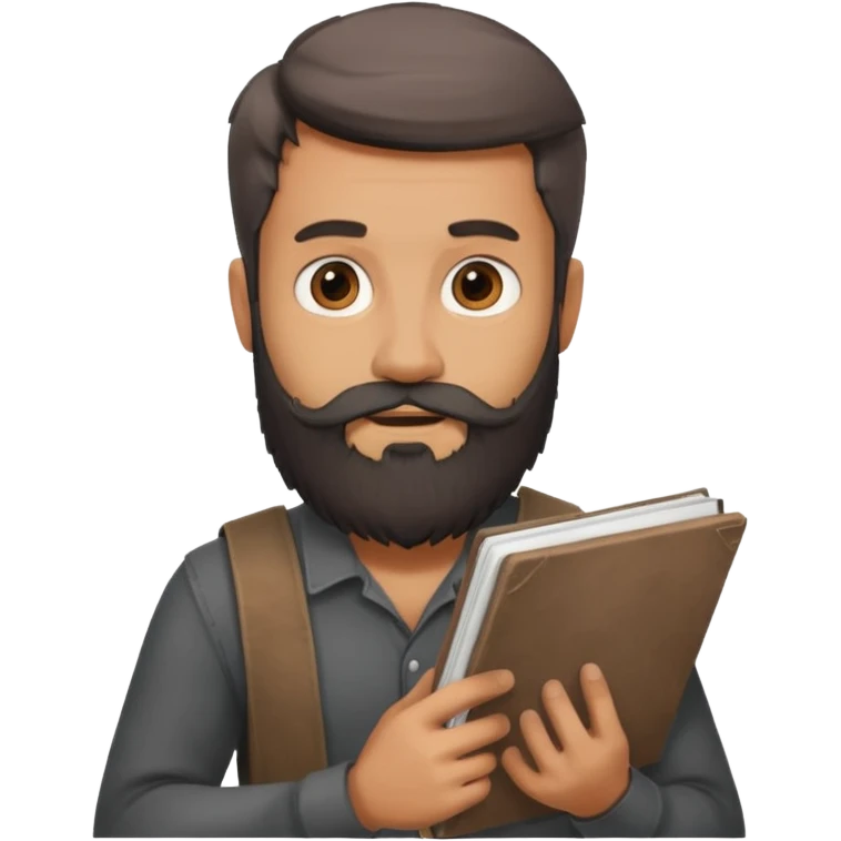 Bearded man with charcoal + sketchbook emoji