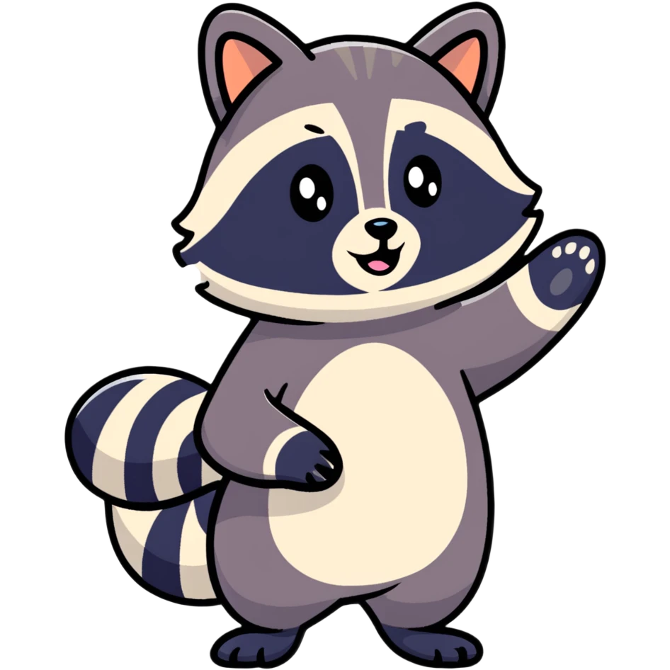 raccoon waving enthusiastically emoji