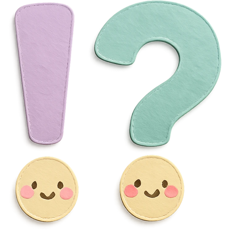soft pastel kawaii exclamation and question mark icons together emoji