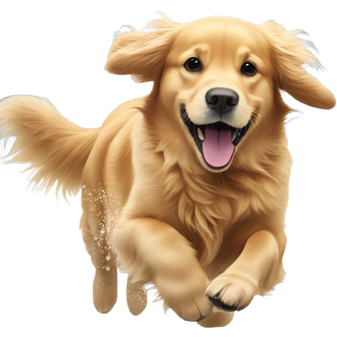 Golden retriever playing in the snow emoji