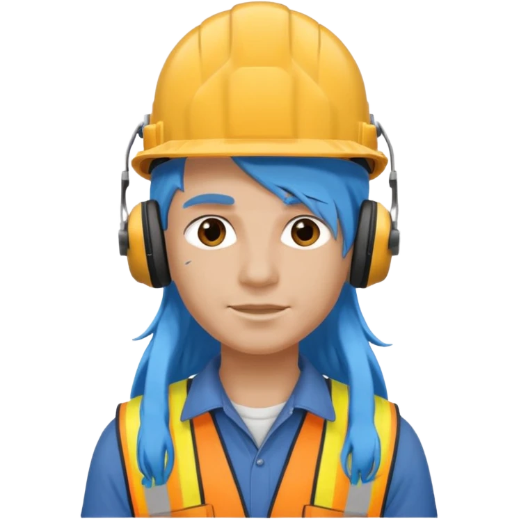 construction worker with long blue hair and headphones emoji