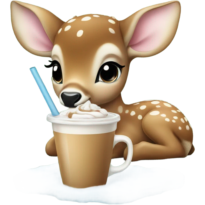 Baby deer drinking iced coffee emoji
