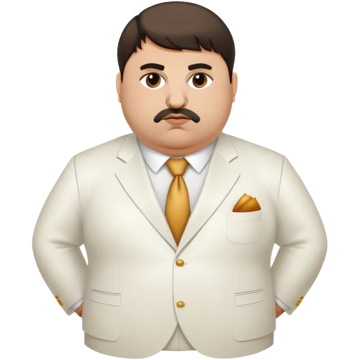 Fat Armenian oligarch with bowlcut wearing white suit emoji