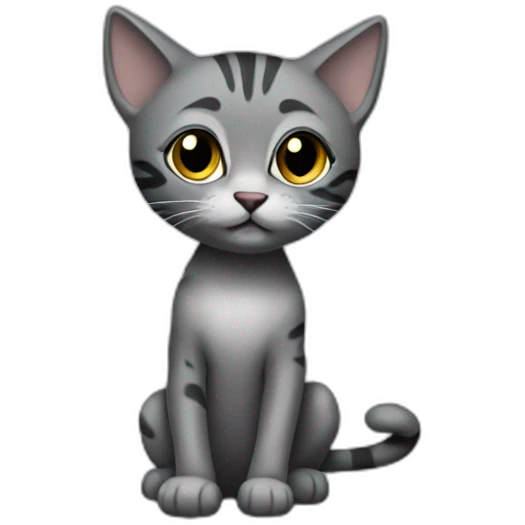 full body grey and black playing baby skinny cat emoji