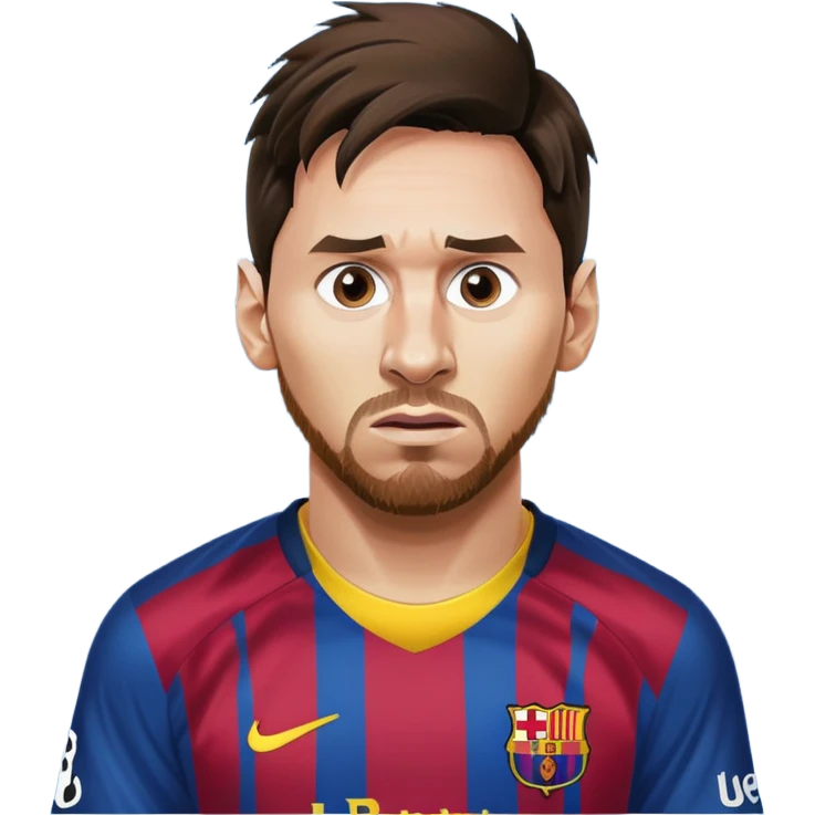 Lionel Messi in FC Barcelona kit gives a fuck. He's angry  emoji