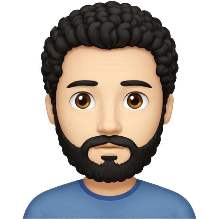 This is a cartoon-style avatar of a man with curly black hair, a beard, and a calm expression emoji