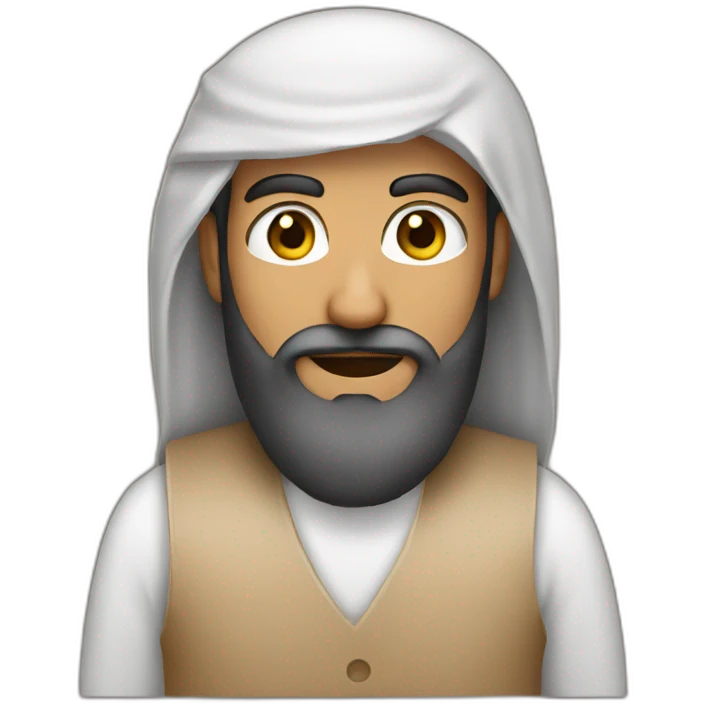 arab with a beard in a cardboard vest emoji