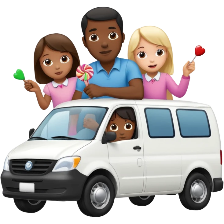 A black man forcing 3 little girls into a white van with candy emoji