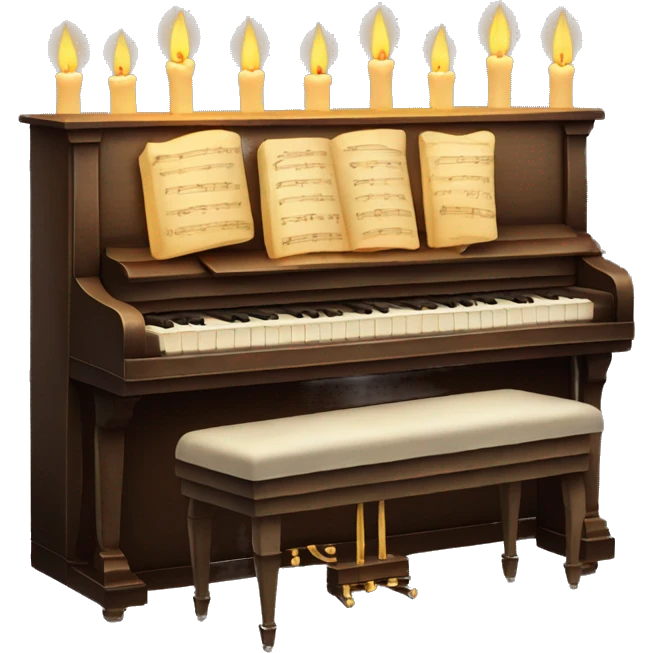 vintage piano with melted candles on top emoji