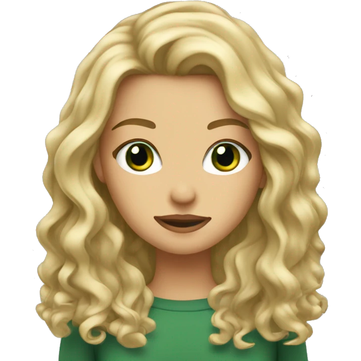 Dirty blonde girl hair with wavy tall hair and green eyes  emoji