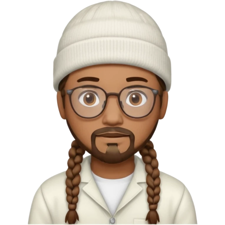 man with braids glasses beanie and goatee white clothes emoji