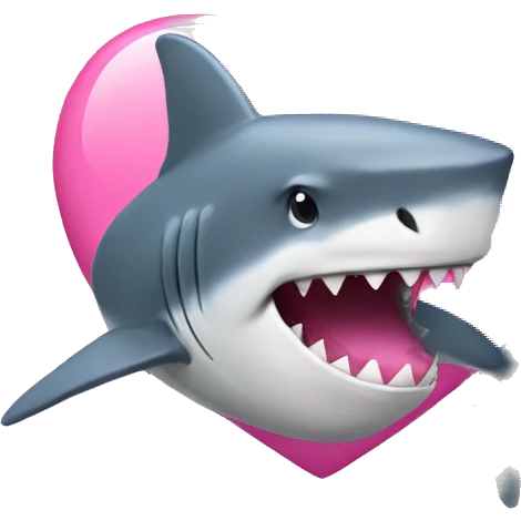 Shark hugging a pink heart emoji