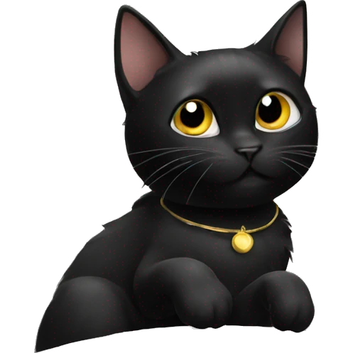 black cat on the moon emoji