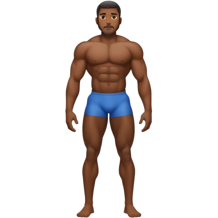 Giant big booty black very oily man back towards viewer whole body view  emoji