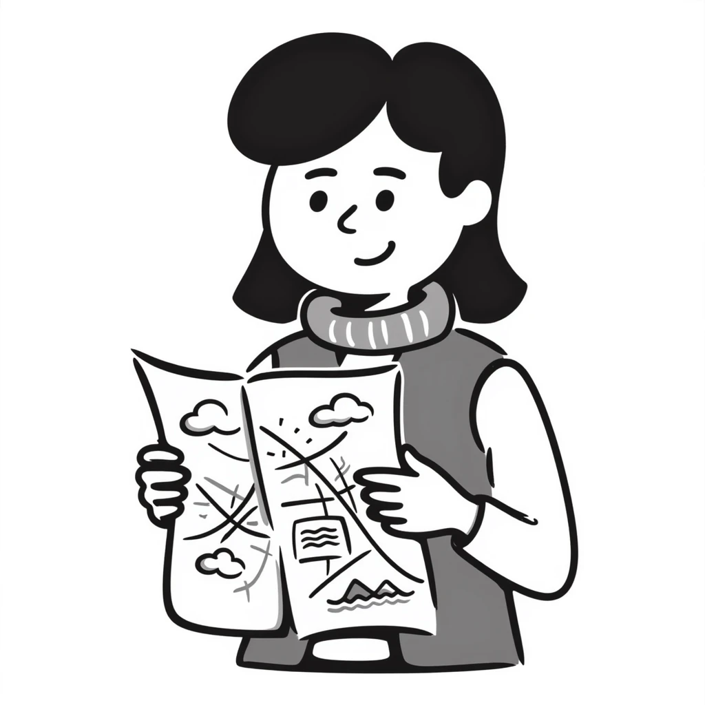 travel guide explaining a city map, hand drawn doodle style emoji