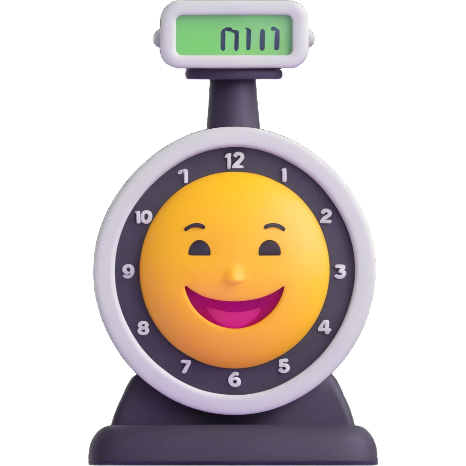 scale with a smiling face on the dial emoji