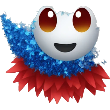 Single red, silver, and blue pom pom that sparkles emoji