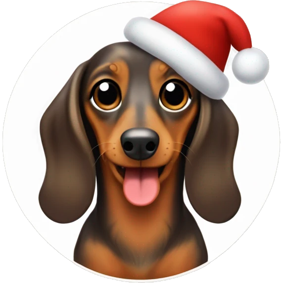 Mini long hair tan dachshund dressed like Rudolph emoji