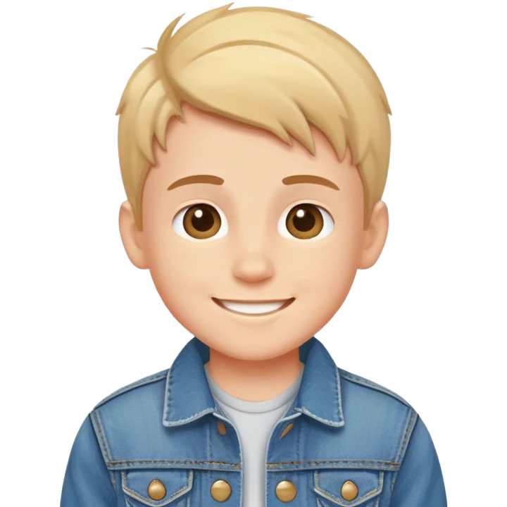 smiling boy in denim jacket emoji