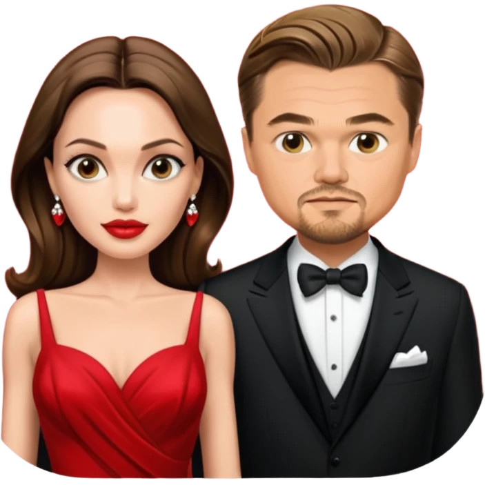 leonardo di caprio and Angelina Jolie in a red dress emoji