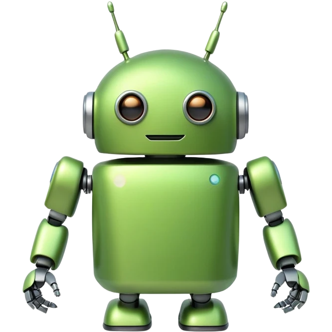 Friendly green android robot with antennas emoji