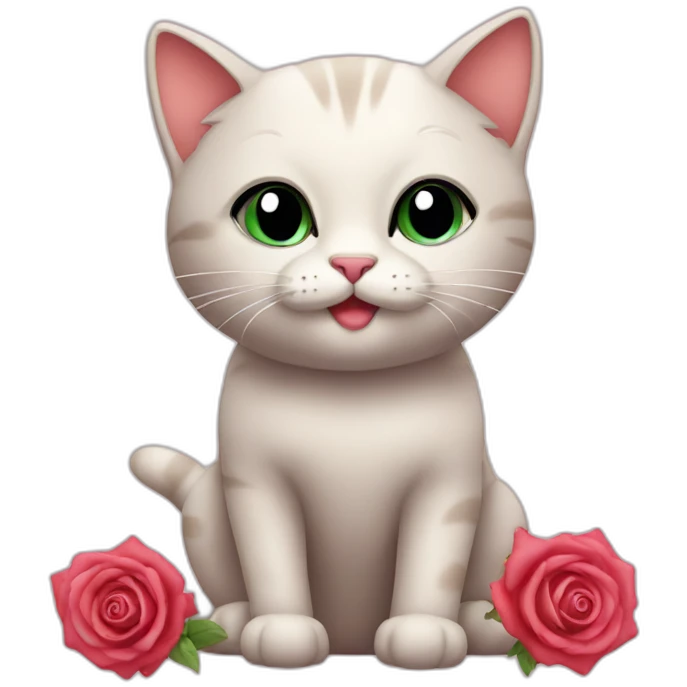 very cute Cat with rose emoji