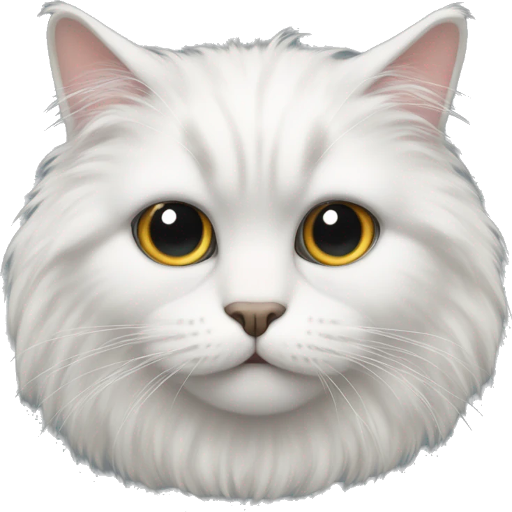 Fluffy cat with one eye smaller than other emoji