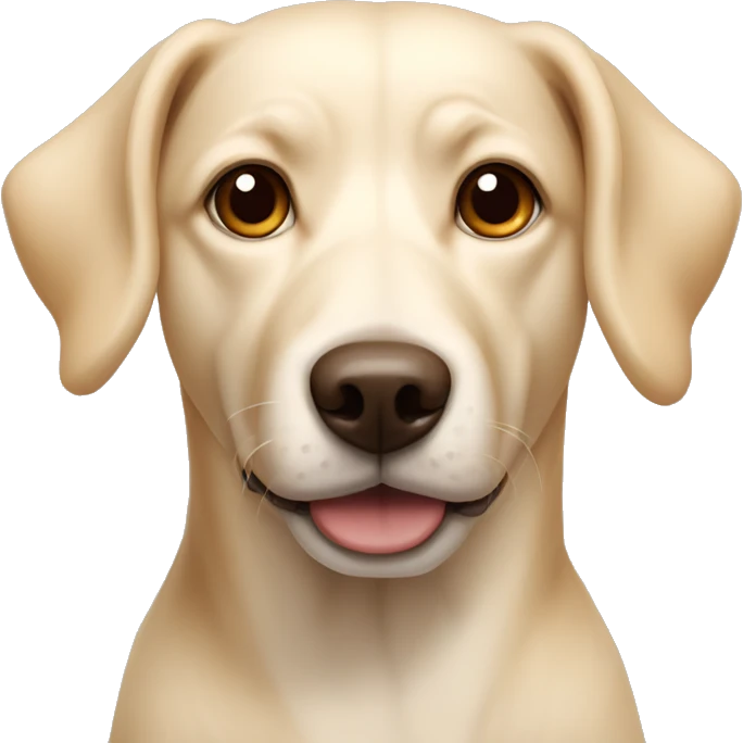 cream colored dog, pointy ears, brown eyes, light brown nose emoji