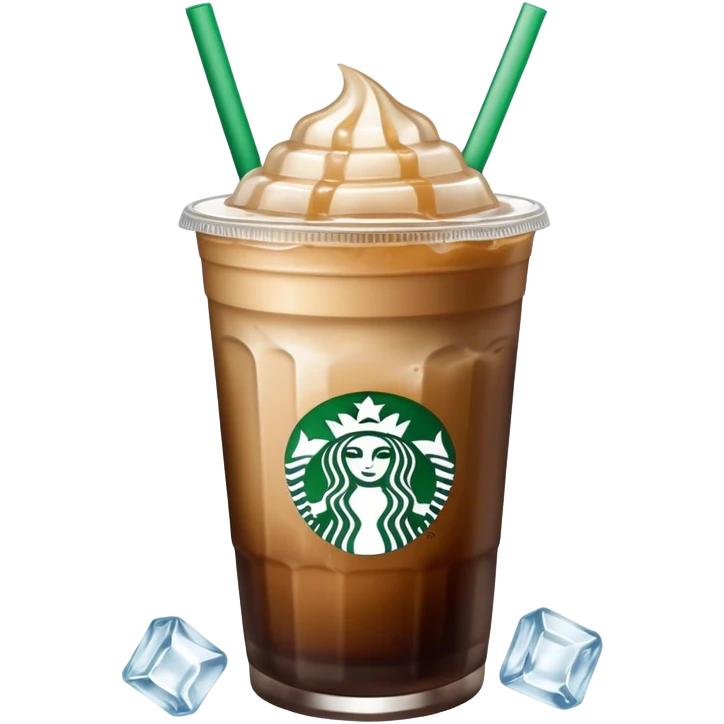 Starbuck ice coffee with ice cubes emoji