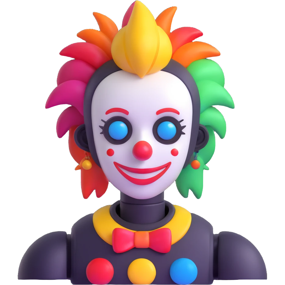 robot clown with colorful hair emoji
