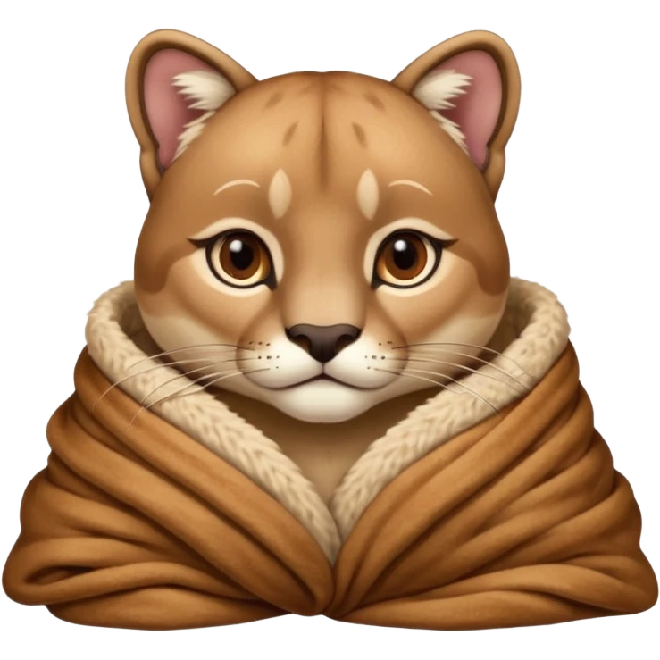 Cozy puma cougar in blanket emoji