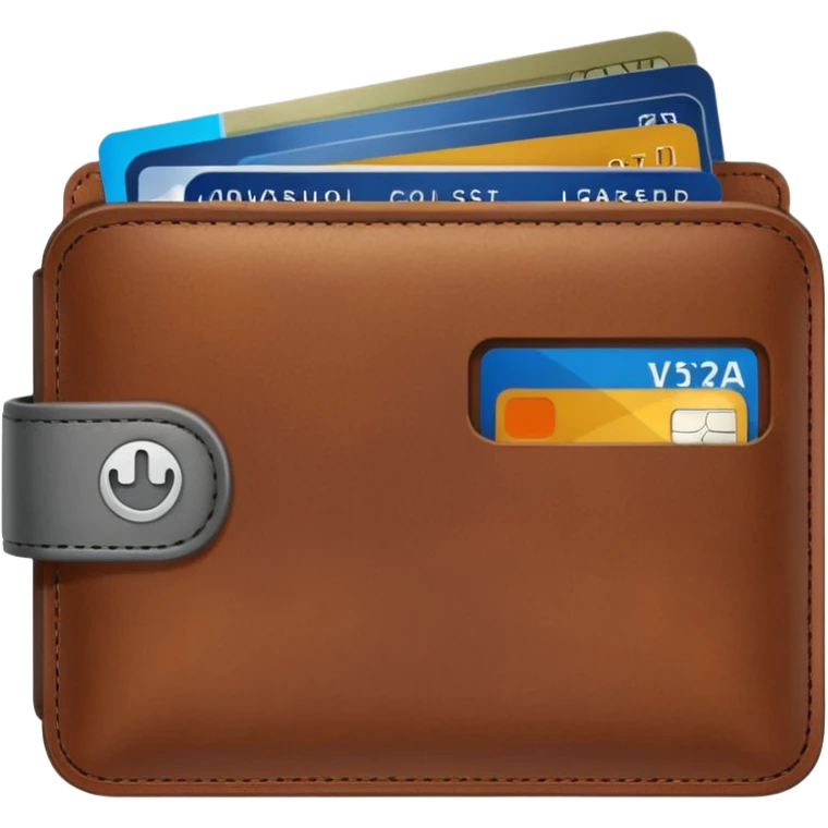 portefeuille marron avec quelques billets et carte bancaire emoji