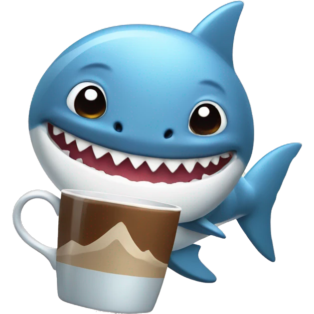 Cute shark holding a coffee mug emoji