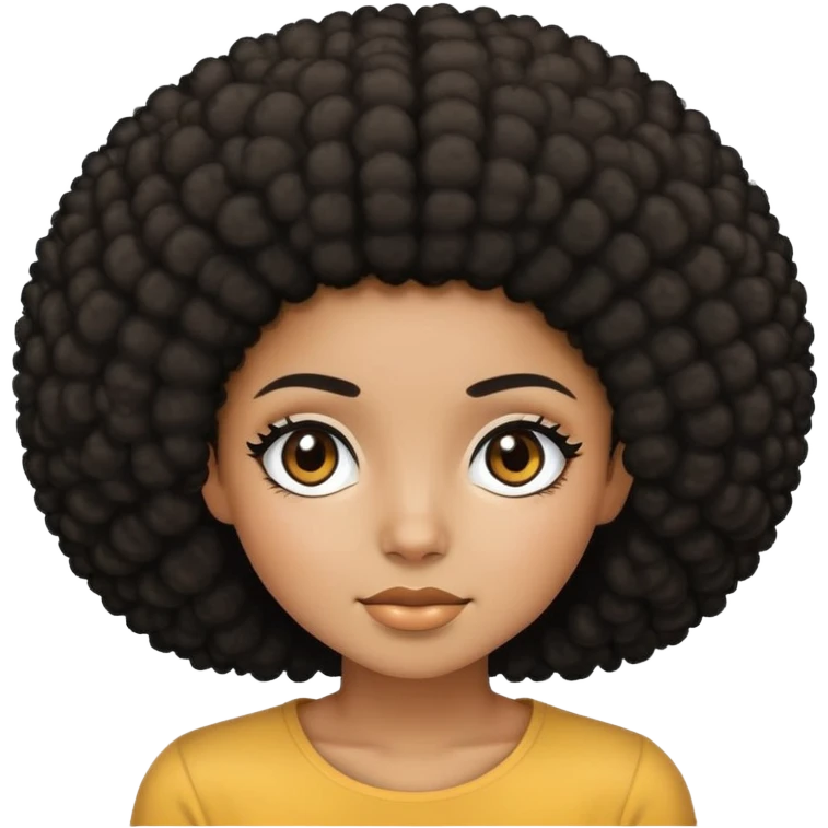 girl with afro black hair and black eyes and brown skintone emoji