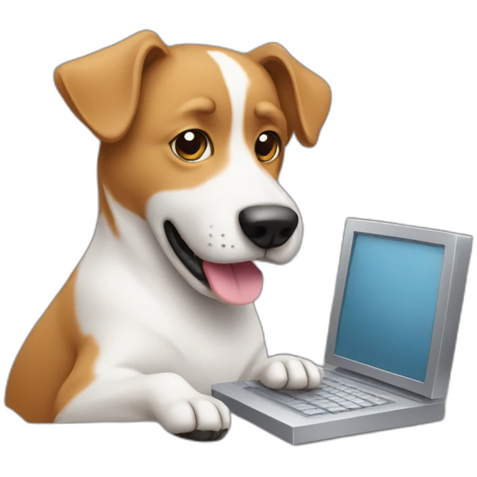 dog working with a computer emoji