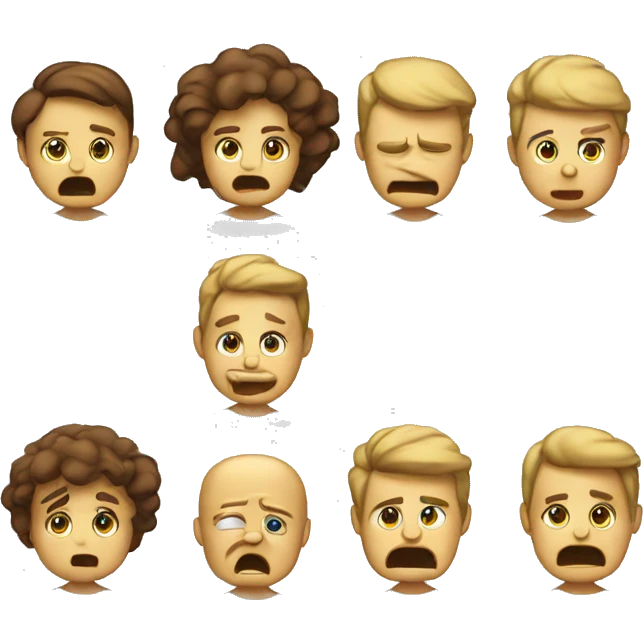 Create 5 emojis for happy, sad, cry, angry, shouting emoji